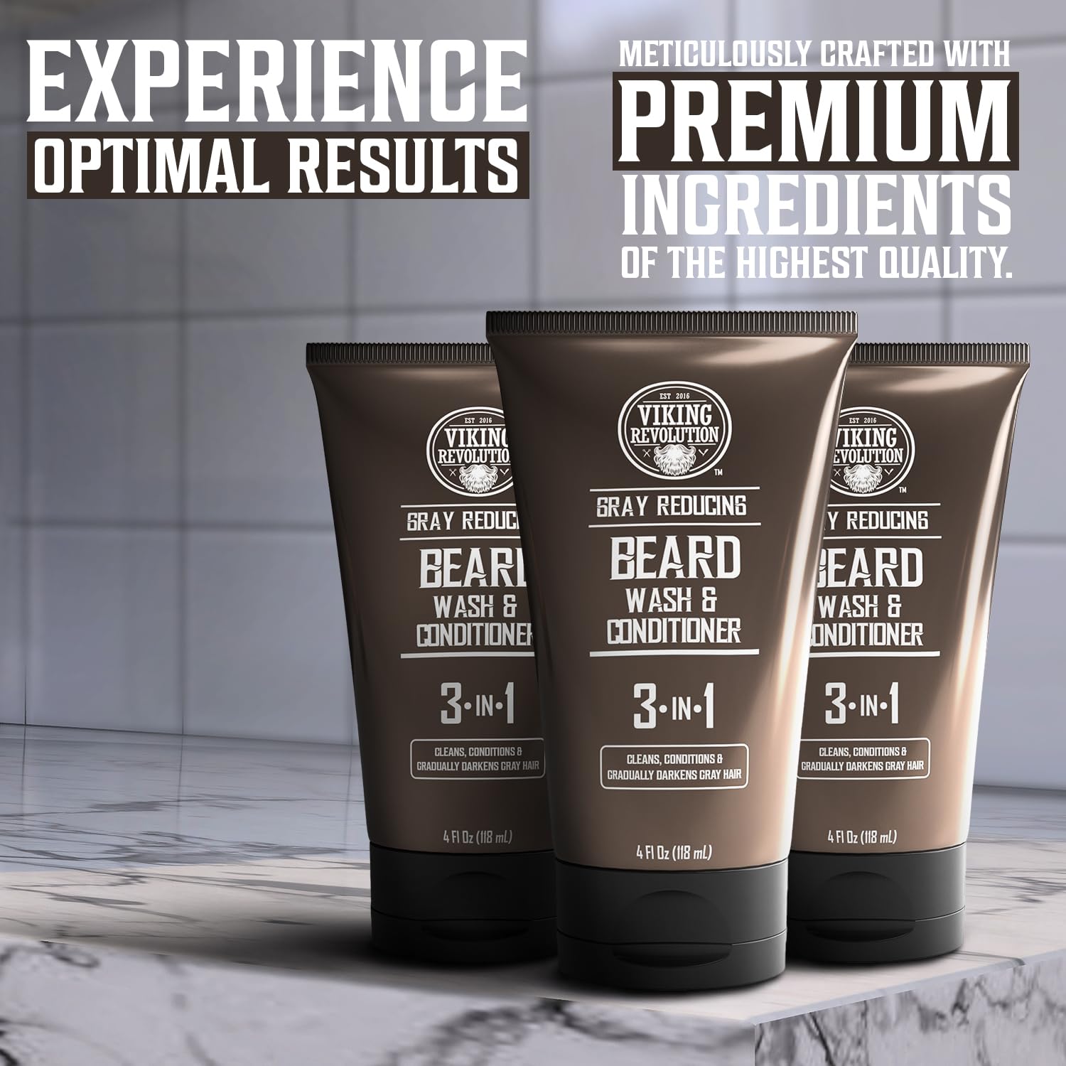 Foto 4 | Tinte Para Barba Viking Revolution Marrón Oscuro Y Gris Reductor, Paquete De 3 - Venta Internacional.