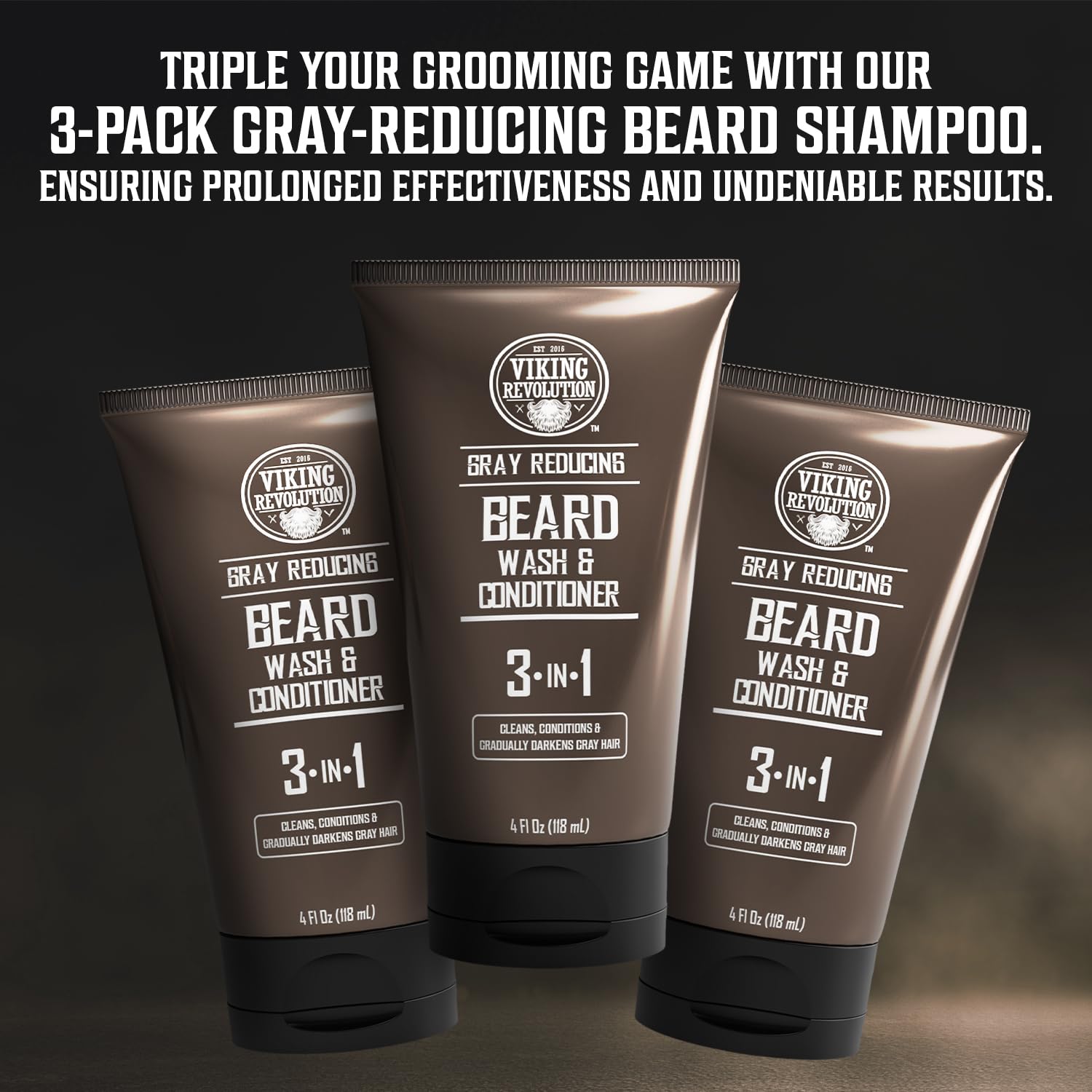 Foto 7 | Tinte Para Barba Viking Revolution Marrón Oscuro Y Gris Reductor, Paquete De 3 - Venta Internacional.