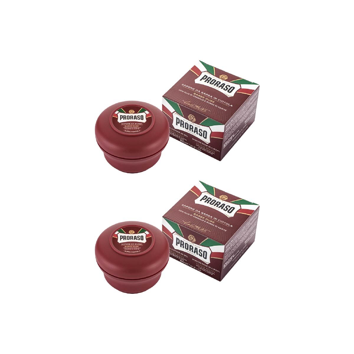 Jabón para Afeitar en Tarro Proraso Duopack Sándalo y Karite para Barbas Duras 150 Ml $649