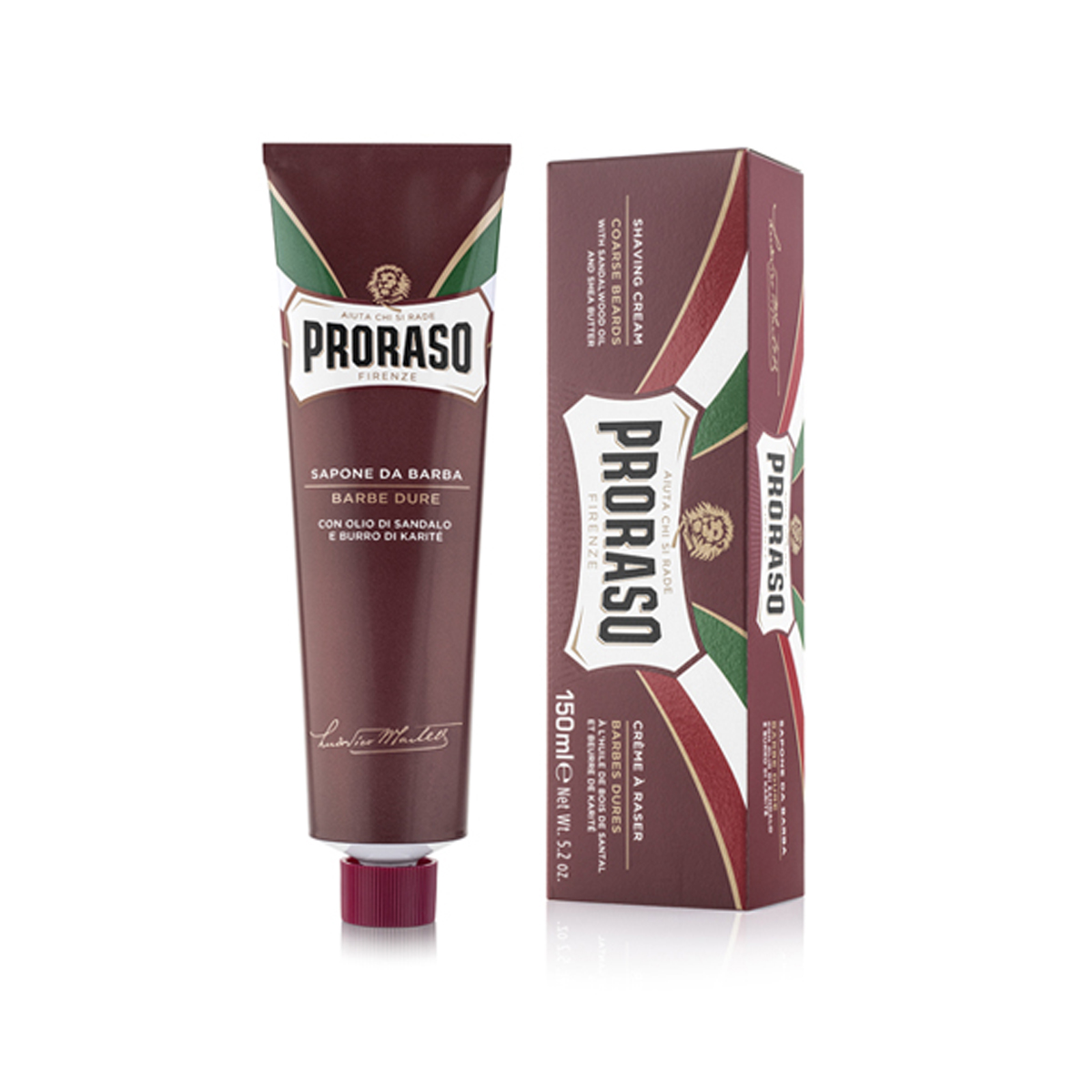 Jabón para Afeitar en Tubo Proraso Sándalo y Karité para Barbas Duras 150 ml