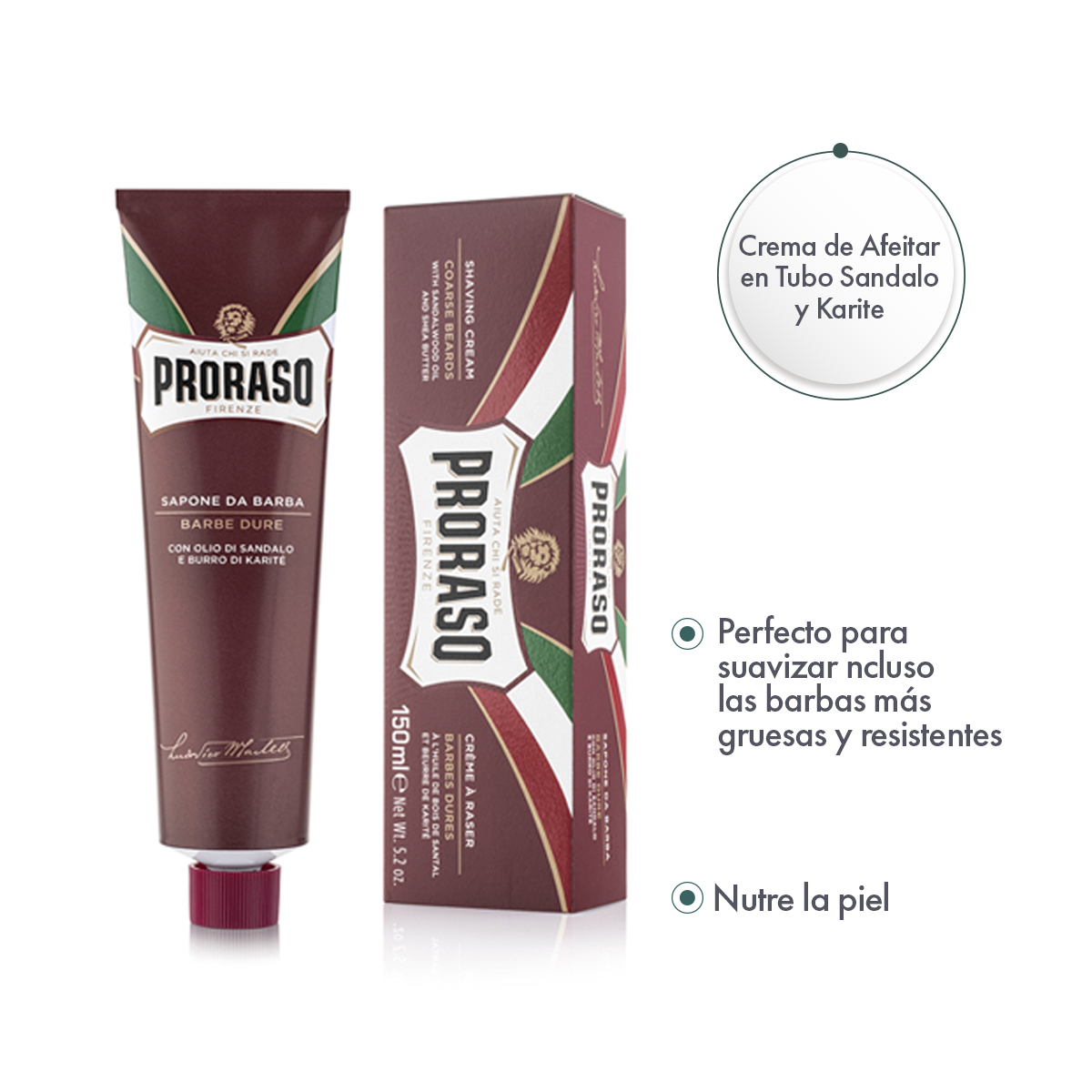 Foto 3 pulgar | Jabón para Afeitar en Tubo Proraso Sándalo y Karité para Barbas Duras 150 ml