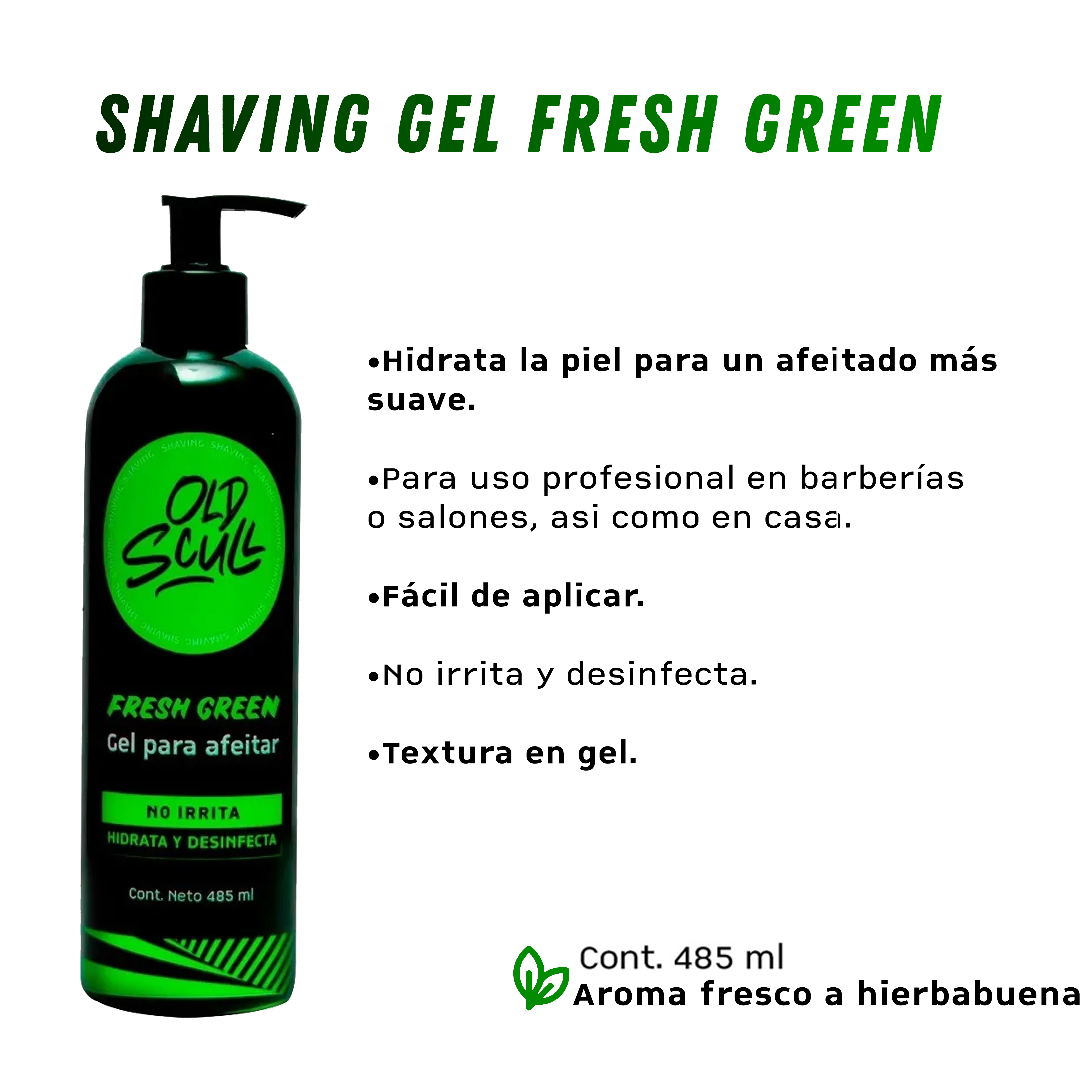 Foto 3 pulgar | Old Scull Shaving Gel Fresh Green 485 Ml