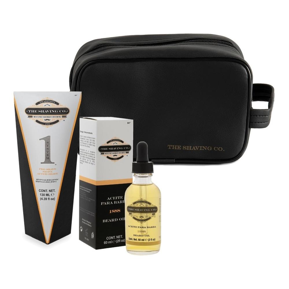 Kit de Afeitado Seco con Aceite de Barba y Neceser