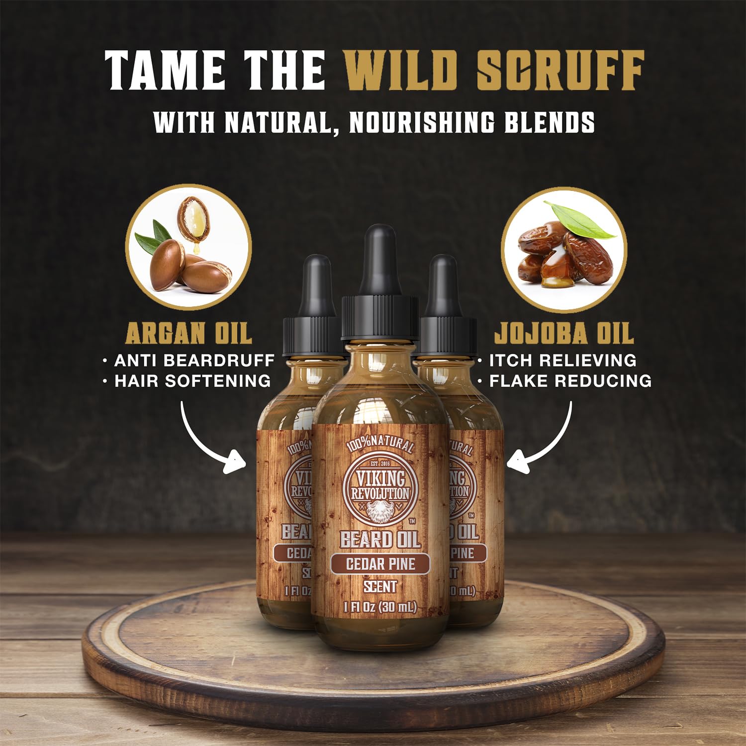 Foto 3 | Aceite Para Barba Viking Revolution Natural De Argán Y Jojoba, 90 Ml, Paquete De 3 - Venta Internacional.