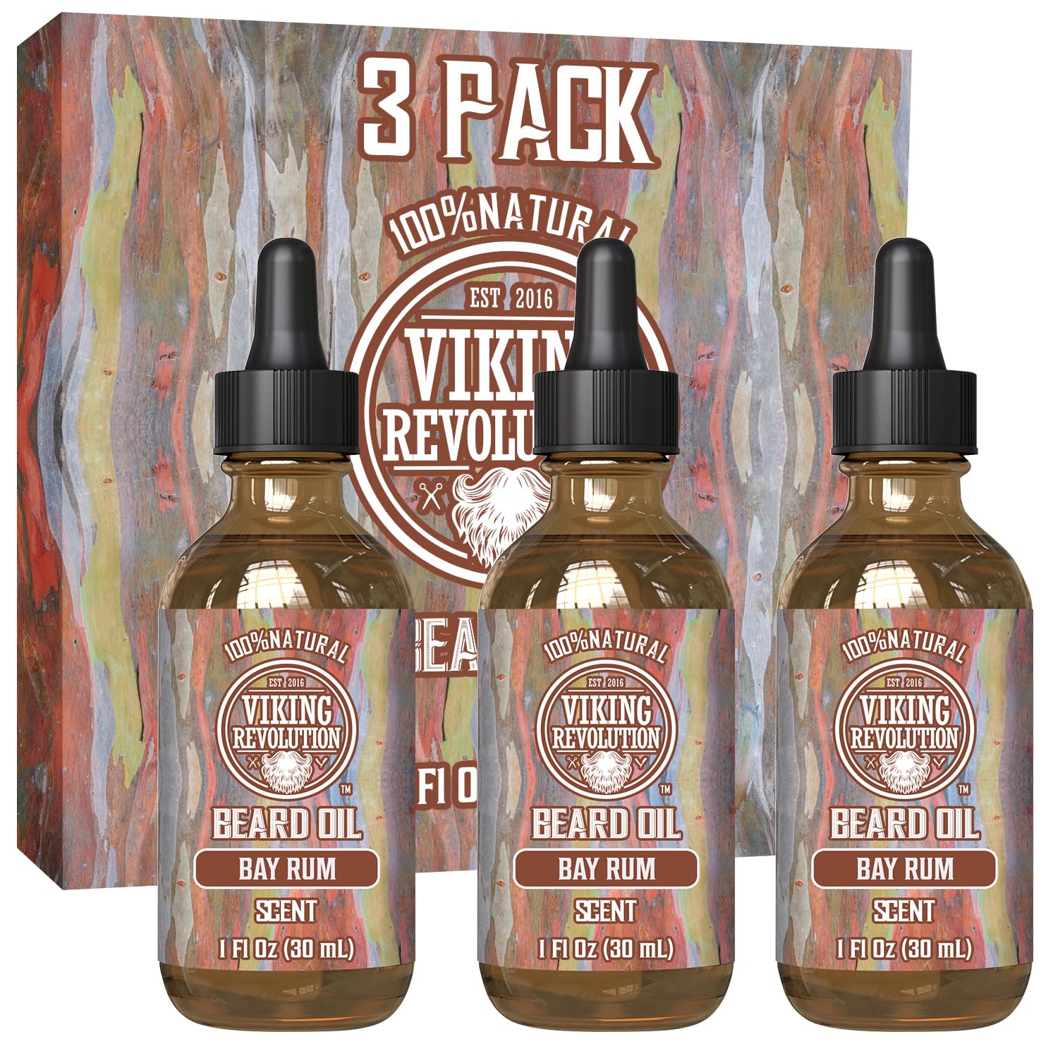 Foto 2 pulgar | Aceite Para Barba Viking Revolution Bay, Ron Con Aceite De Argán Y Jojoba, Paquete De 3 - Venta Internacional.