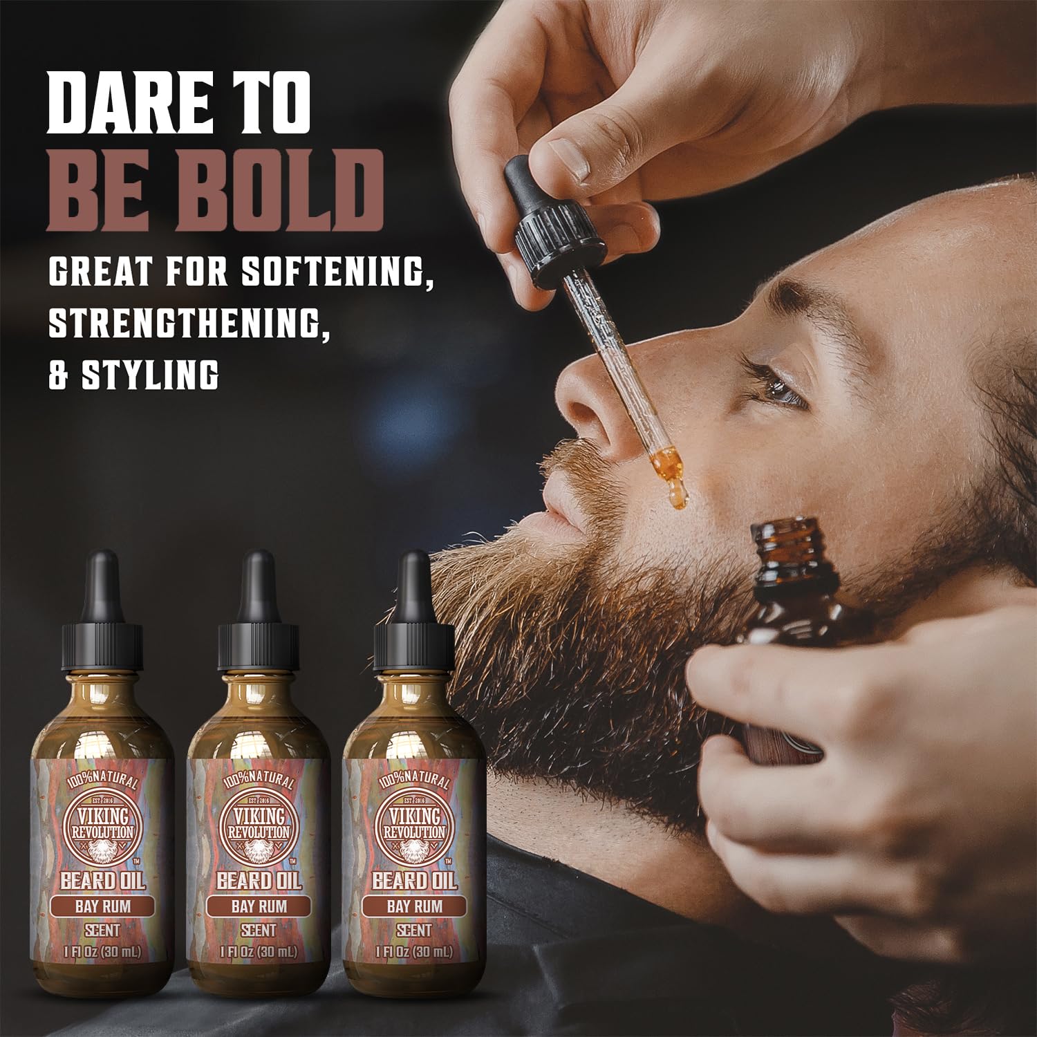 Foto 3 pulgar | Aceite Para Barba Viking Revolution Bay, Ron Con Aceite De Argán Y Jojoba, Paquete De 3 - Venta Internacional.
