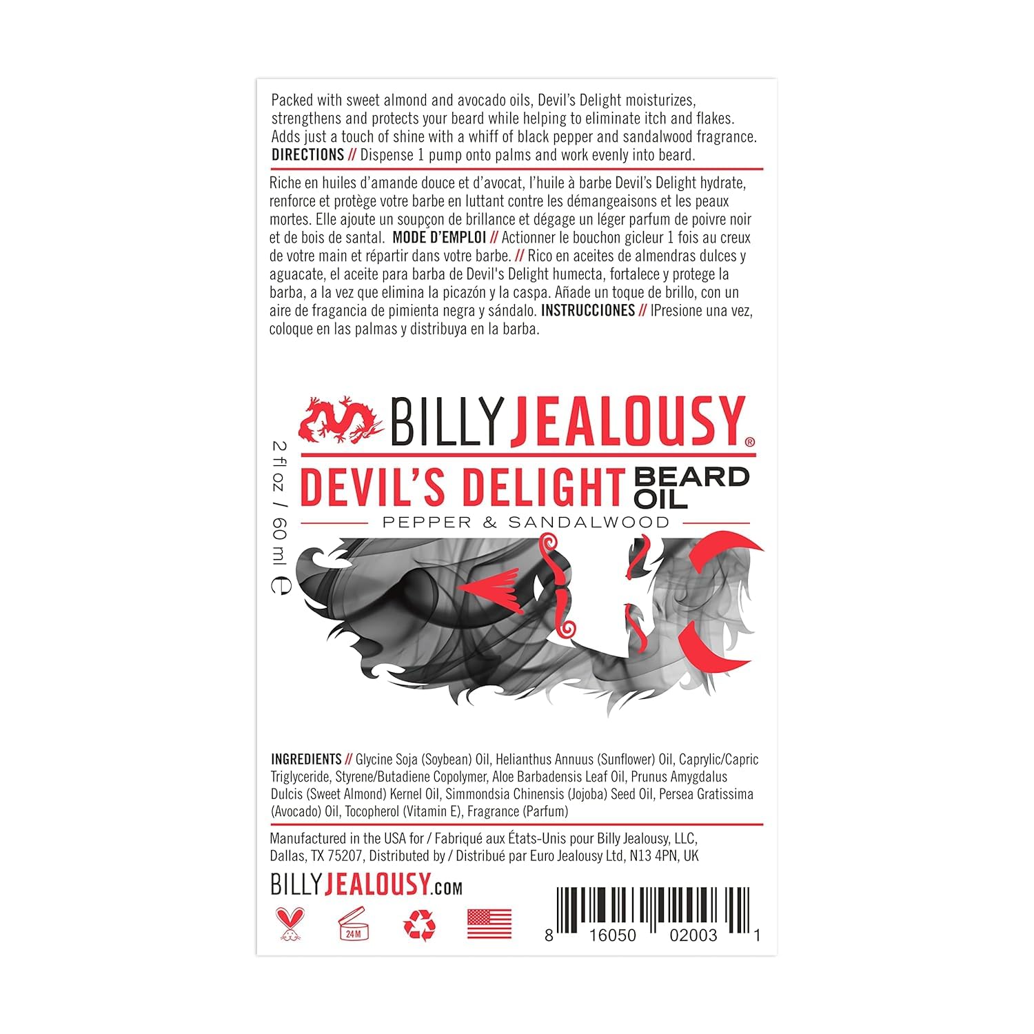 Foto 8 pulgar | Aceite Para Barba Billy Jealousy Devil's Delight 60 Ml Para Hombre - Venta Internacional.