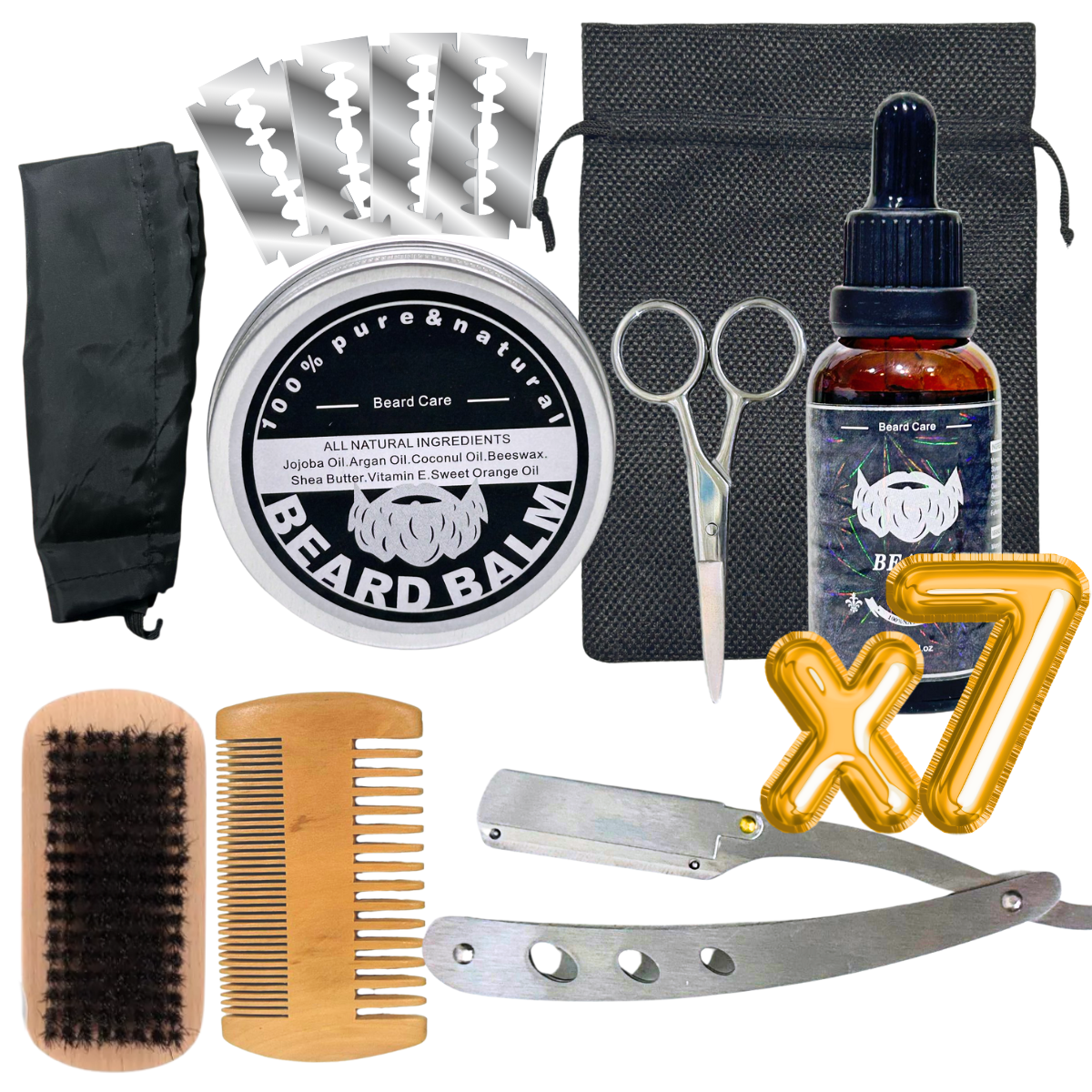 Foto 1 | Kit Aseo Y Cuidado Barba Bigote Navaja Afeitado Hombre 7pcs