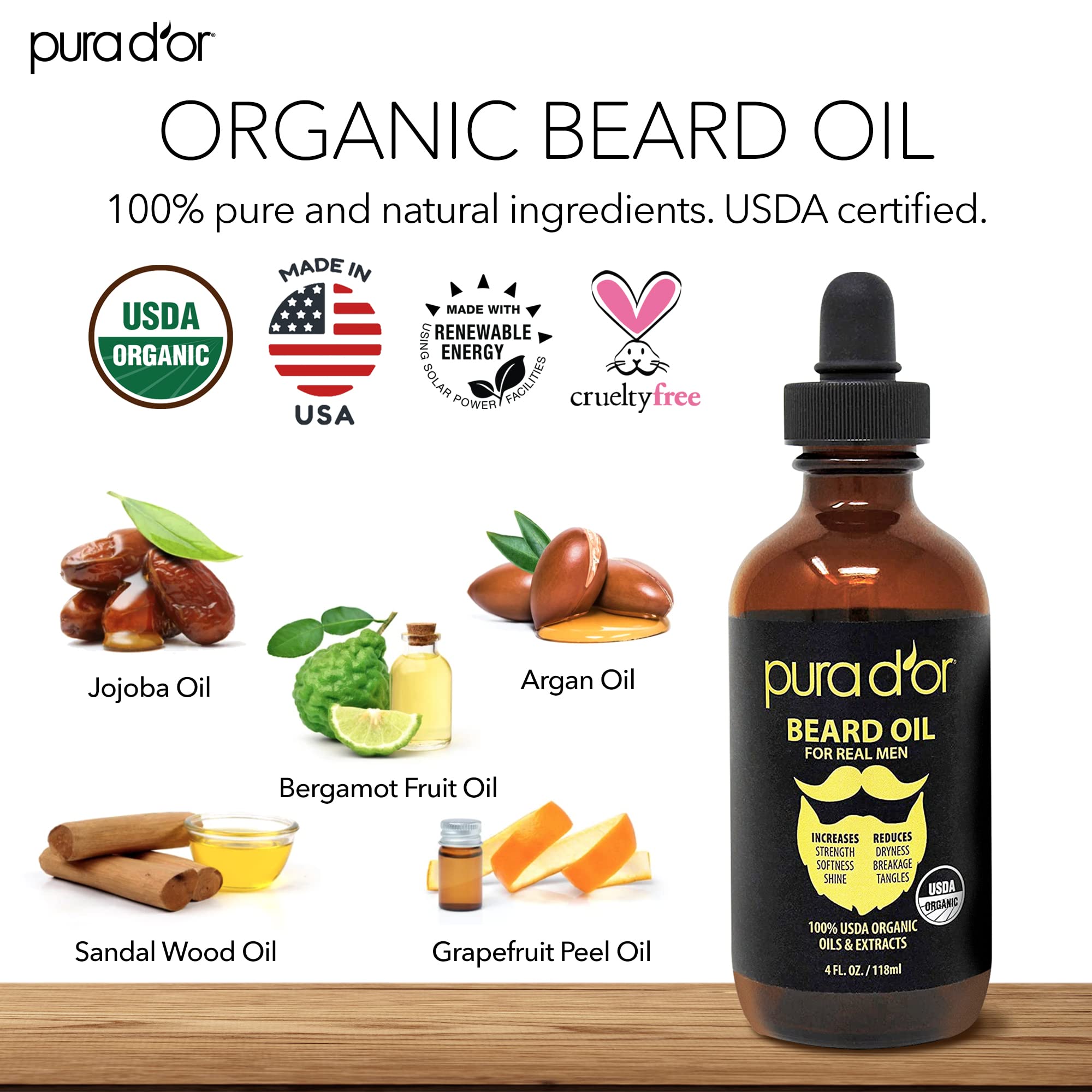 Foto 3 pulgar | Aceite Para Barba Pura D'or  120 Ml  Orgánico  100% Natural  Argán Y Jojoba - Venta Internacional.