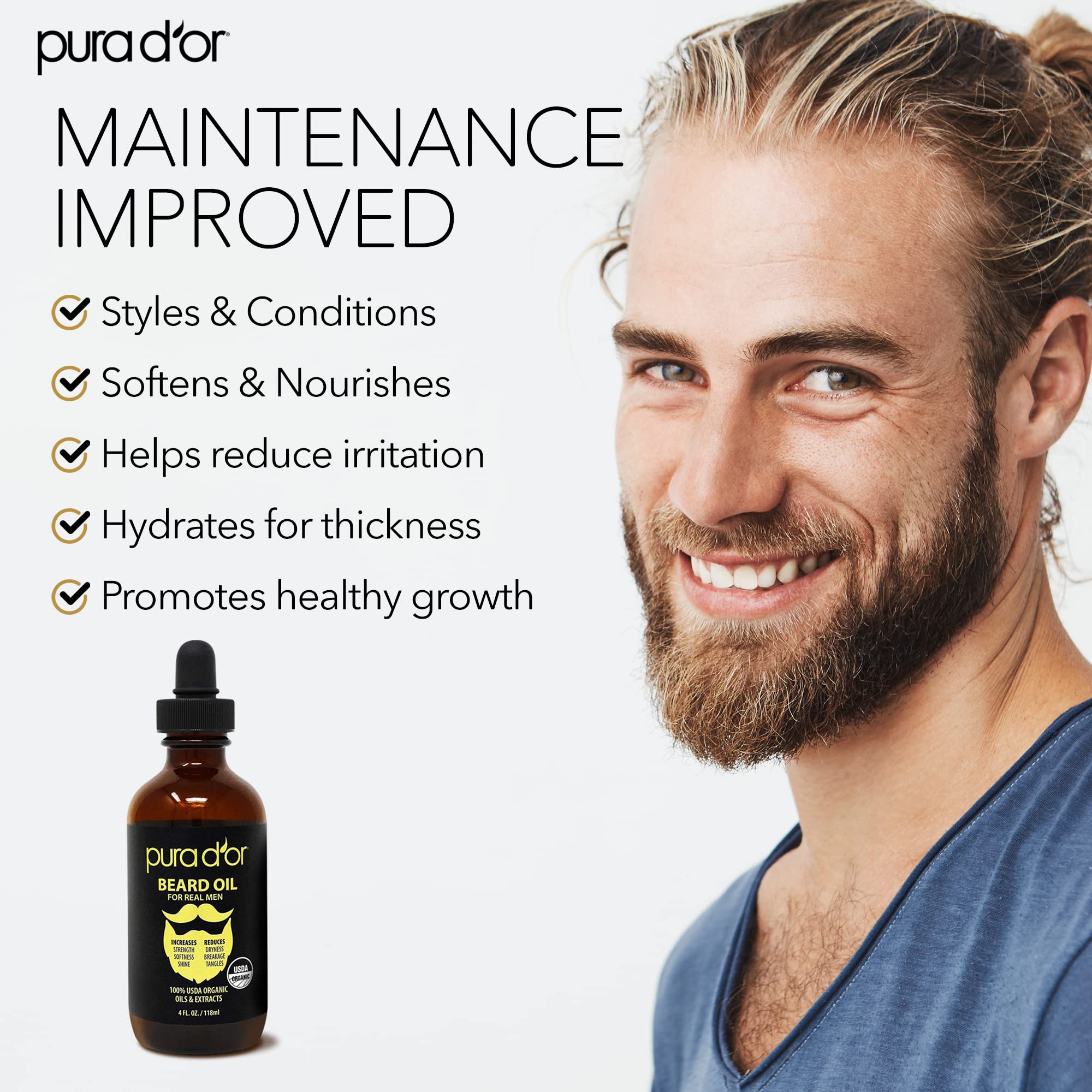 Foto 5 pulgar | Aceite Para Barba Pura D'or  120 Ml  Orgánico  100% Natural  Argán Y Jojoba - Venta Internacional.
