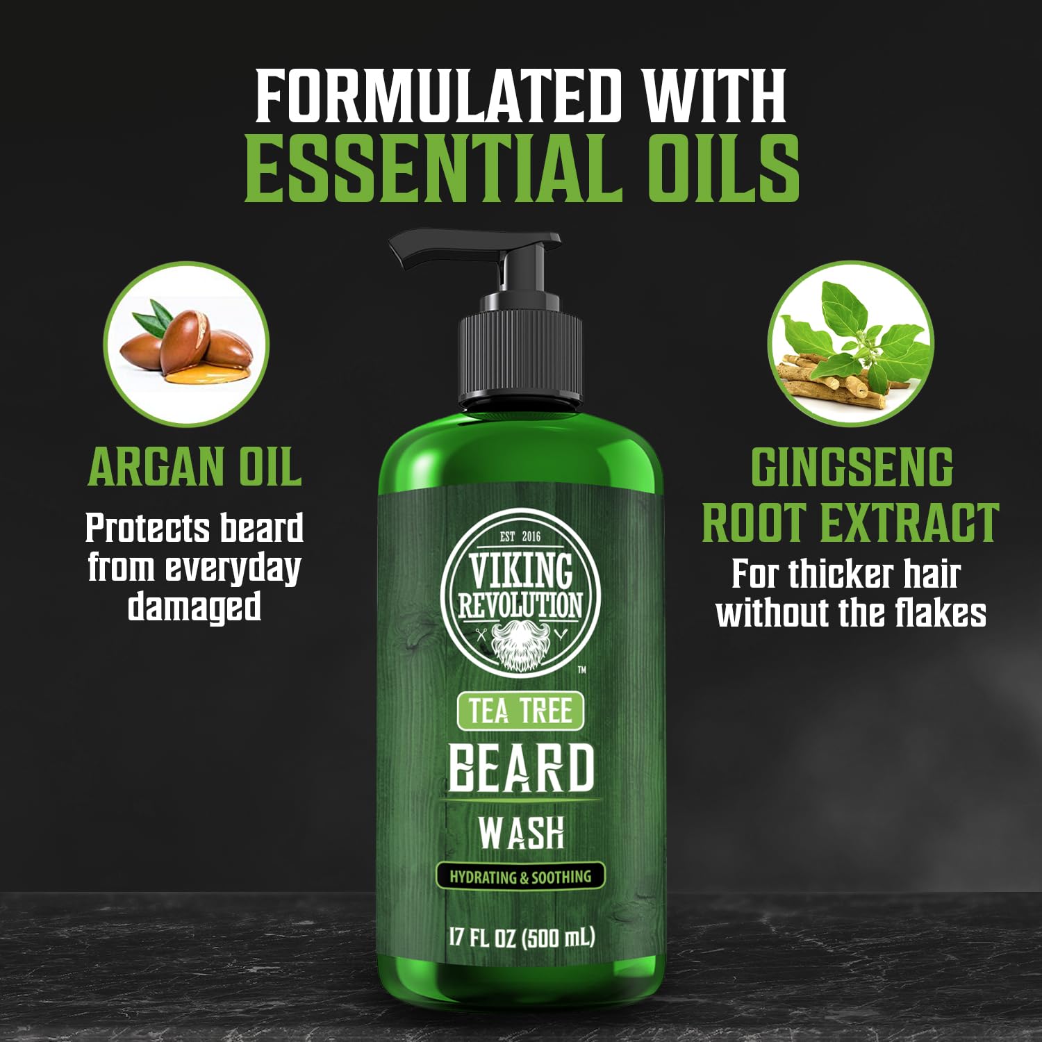 Foto 4 pulgar | Jabón Para Barba Viking Revolution Tea Tree Con Aceite De Argán, 500 Ml - Venta Internacional.