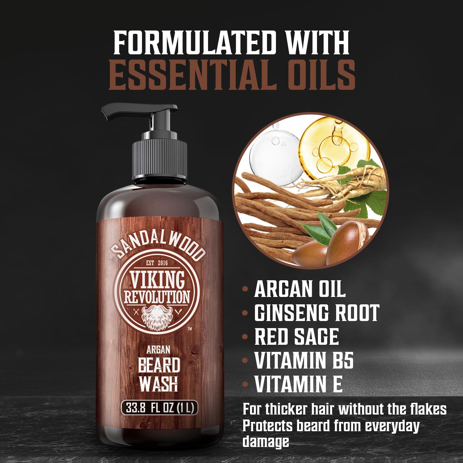 Foto 4 pulgar | Jabón Para Barba Viking Revolution Sandalwood Con Aceite De Argán, 1 Litro - Venta Internacional.