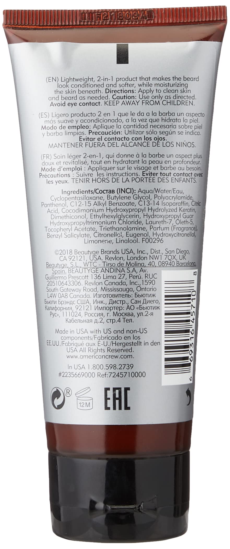 Foto 3 pulgar | Crema Hidratante Y Acondicionador Para Barba Y Cuidado De La Piel Para Afeitar American Crew, 100 Ml - Venta Internac