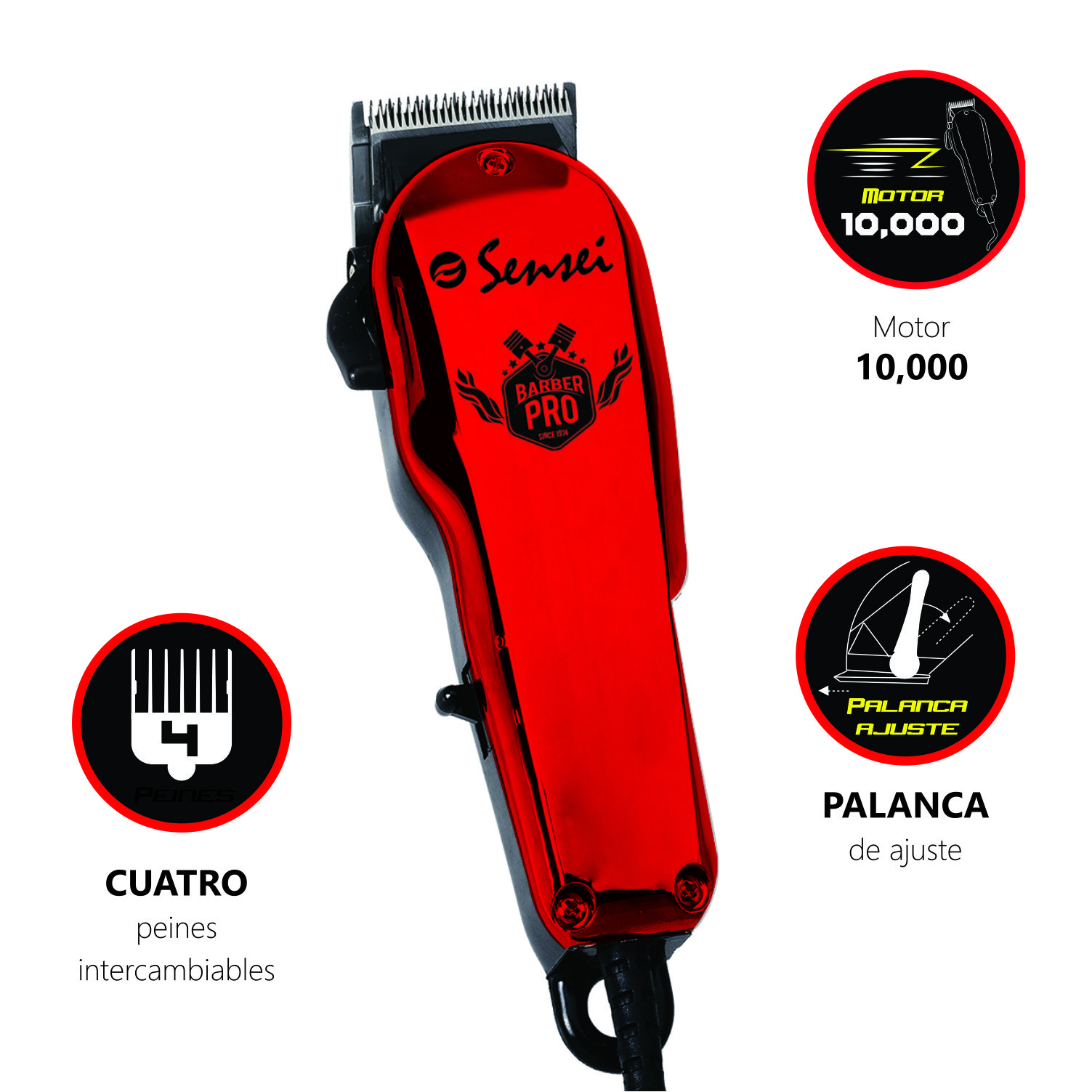 Foto 3 pulgar | Cortadora de Cabello Profesional Letmex HC-223 color Rojo