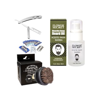 Foto 1 | Kit De Afeitado Para Barba Simple Con Aceite Para Barba, Maquinilla De Afeitar, Cuchillas Y Brocha - Venta Internaciona