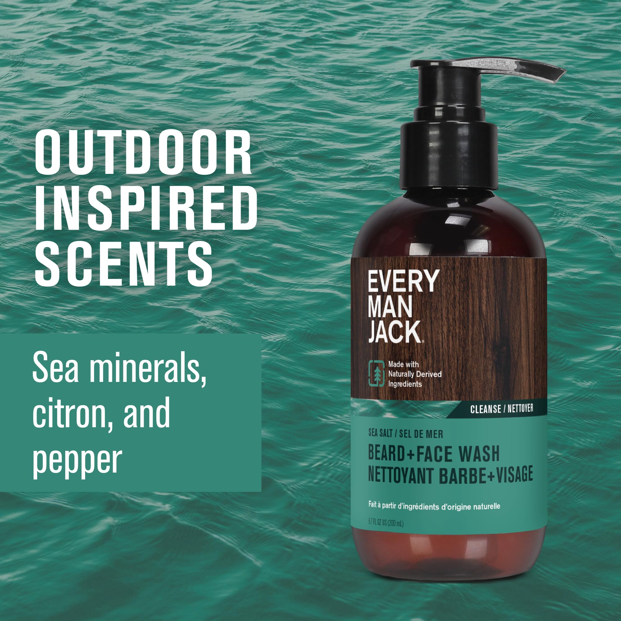 Foto 4 pulgar | Jabón Facial Beard + Every Man Jack Subtle Sea Salt, 200 Ml, Paquete De 2 - Venta Internacional.
