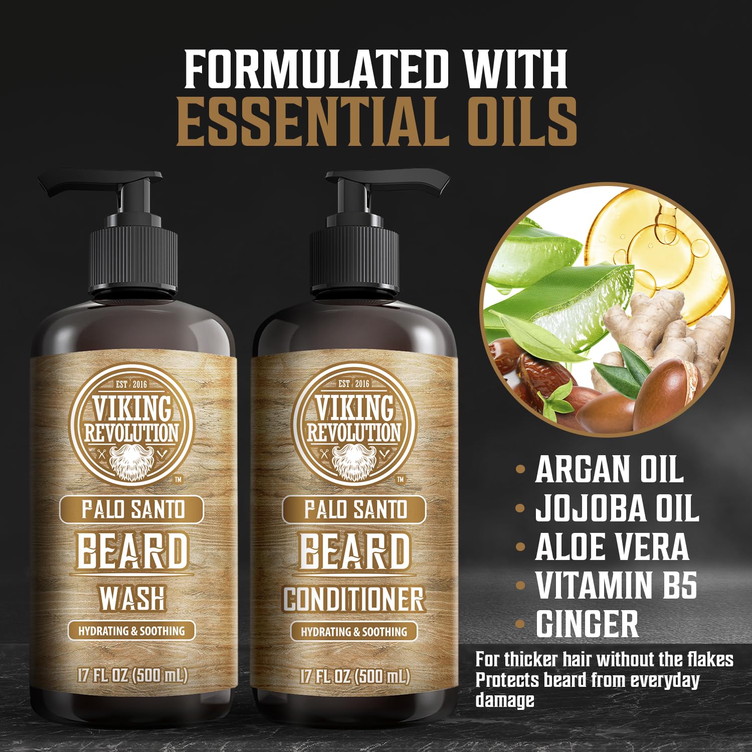 Foto 2 | Set De Limpiador Y Acondicionador Para Barba Viking Revolution Palo Santo - Venta Internacional.