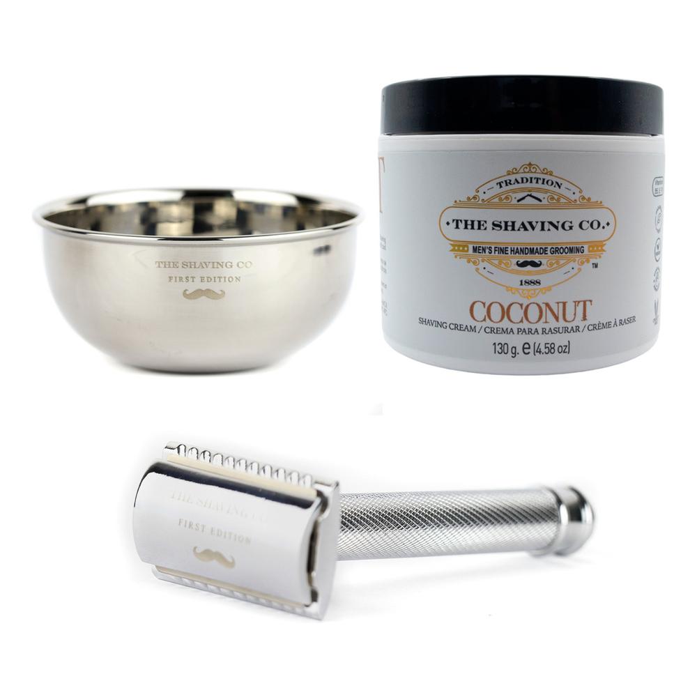 Foto 2 pulgar | The Shaving Co Kit Crema De Afeitar Coco, Razor Metal, Bowl