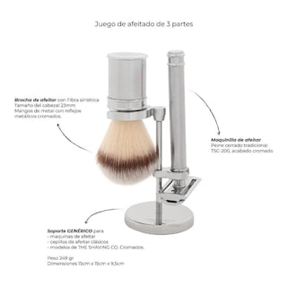 Foto 1 | Kit Afeitado Acero The Shaving Co Rastrillo + Brocha + Base