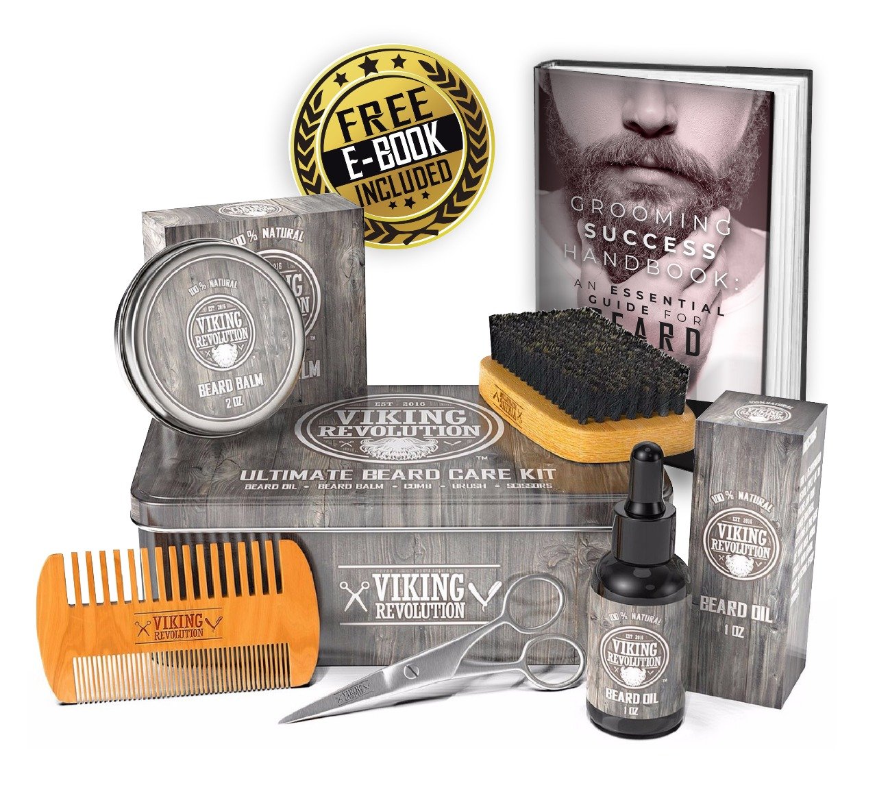 Foto 7 pulgar | Kit De Cuidado De Barba Viking Revolution: Cepillo Para Barba, Peine, Bálsamo Y Aceite - Venta Internacional.