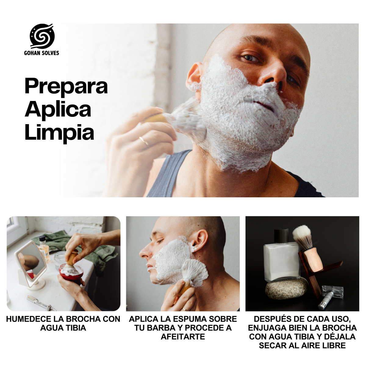 Foto 5 pulgar | Brocha De Afeitar, Madera, Nailon Suave, Profesional Barbero