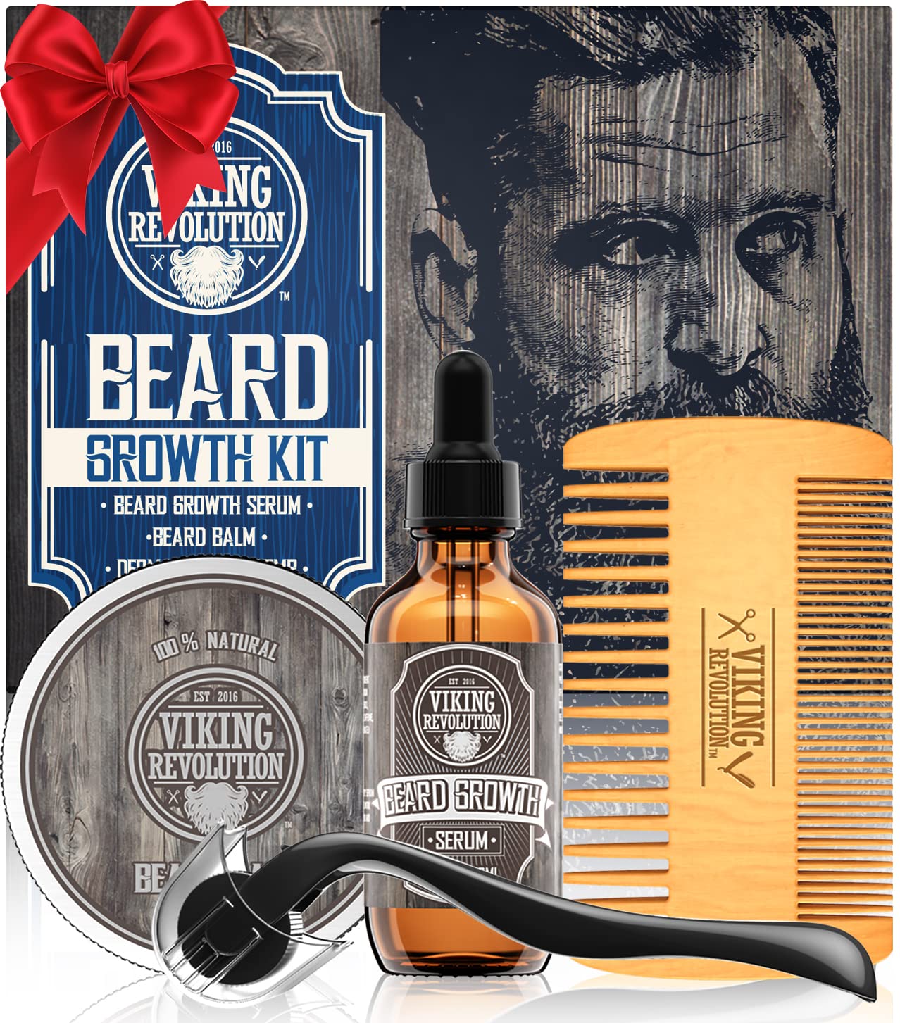 Foto 2 pulgar | Kit Para El Crecimiento De Barba Viking Revolution Con Aceite, Bálsamo, Sérum Y Peine - Venta Internacional.