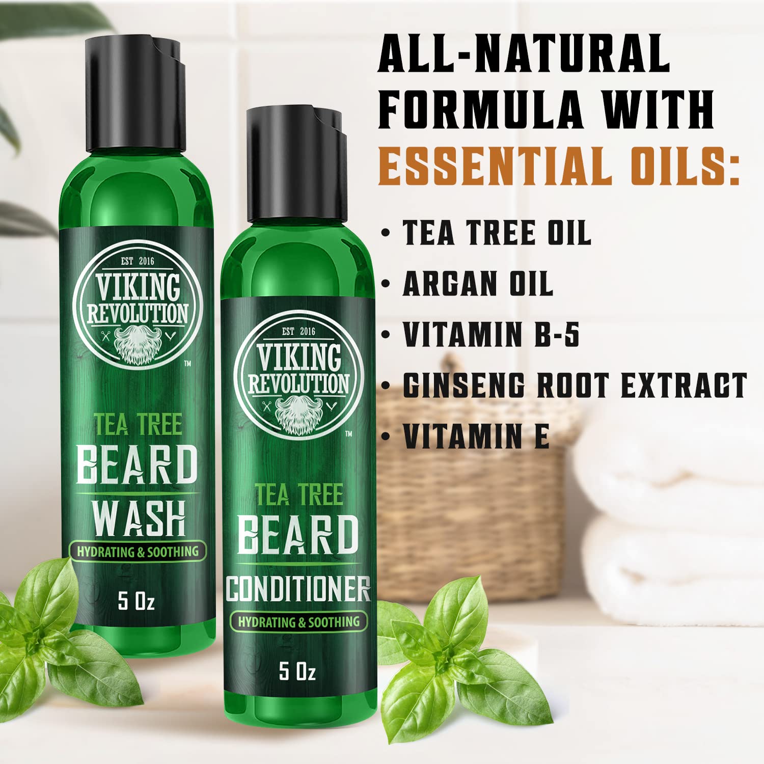 Foto 4 pulgar | Set De Limpiador Y Acondicionador Para Barba Viking Revolution Tea Tree - Venta Internacional.