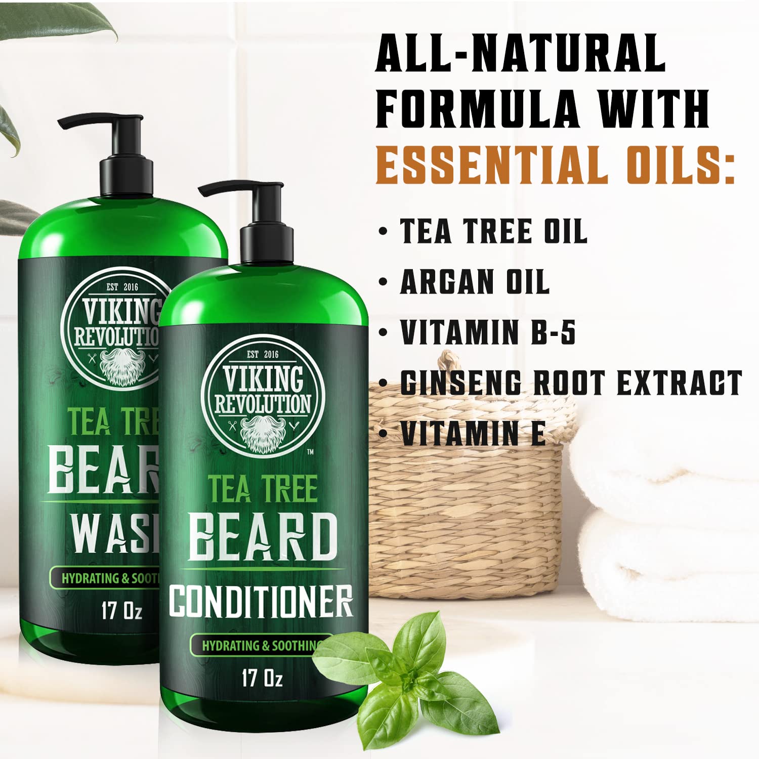Foto 3 pulgar | Set De Jabón Y Acondicionador Para Barba Viking Revolution Con Aceite De Árbol De Té - Venta Internacional.