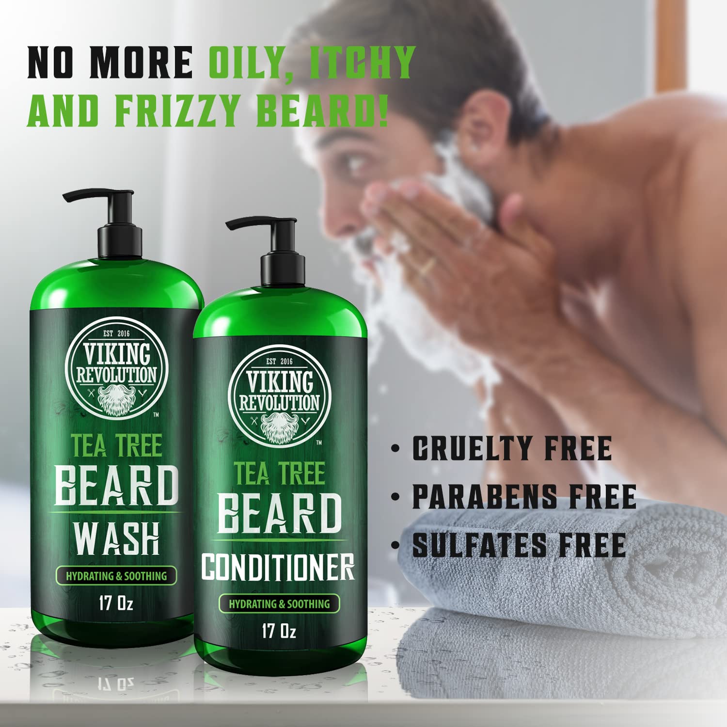 Foto 4 pulgar | Set De Jabón Y Acondicionador Para Barba Viking Revolution Con Aceite De Árbol De Té - Venta Internacional.