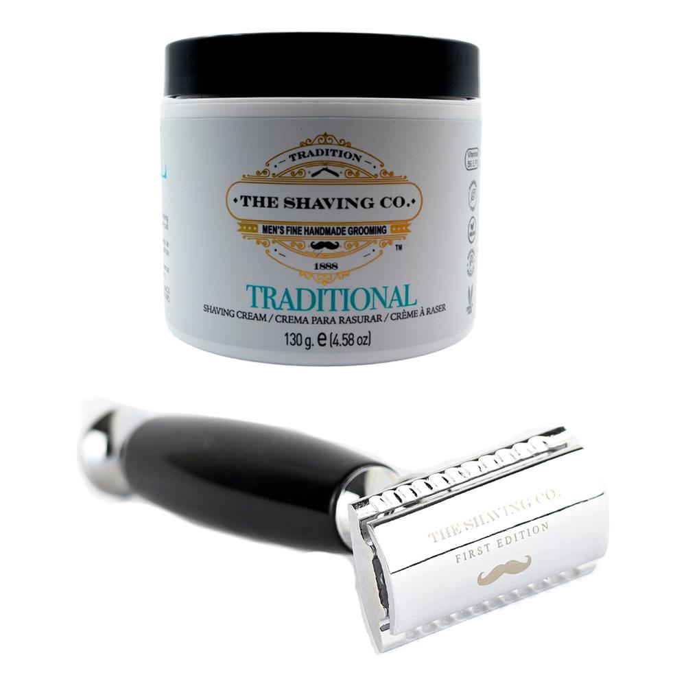 The Shaving Co Kit Crema De Afeitar Menta Y Rastrillo Negro