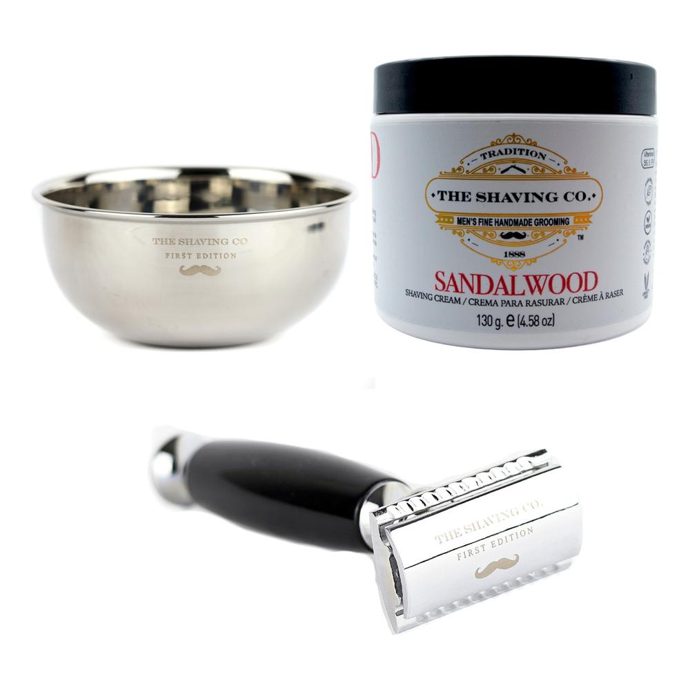 Foto 2 pulgar | The Shaving Co Kit Crema Afeitar Sandalo Razor Negro Y Bowl