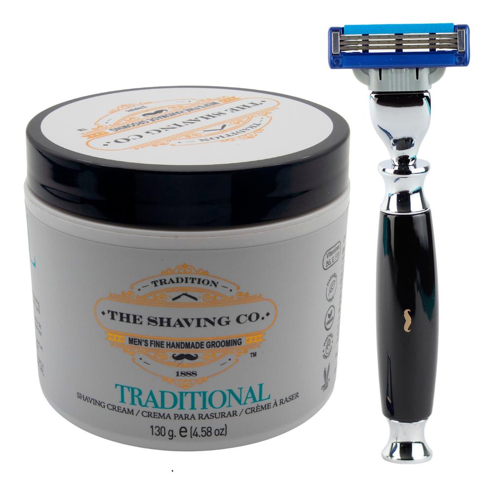 Foto 1 | The Shaving Co Kit Rastrillo Negro Y Crema De Afeitar Menta