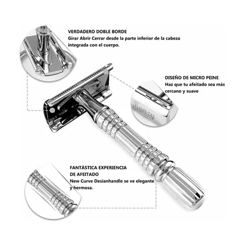 Foto 5 | Maquinilla De Afeitar De Acero Inoxidable De Doble Filo - Venta Internacional.