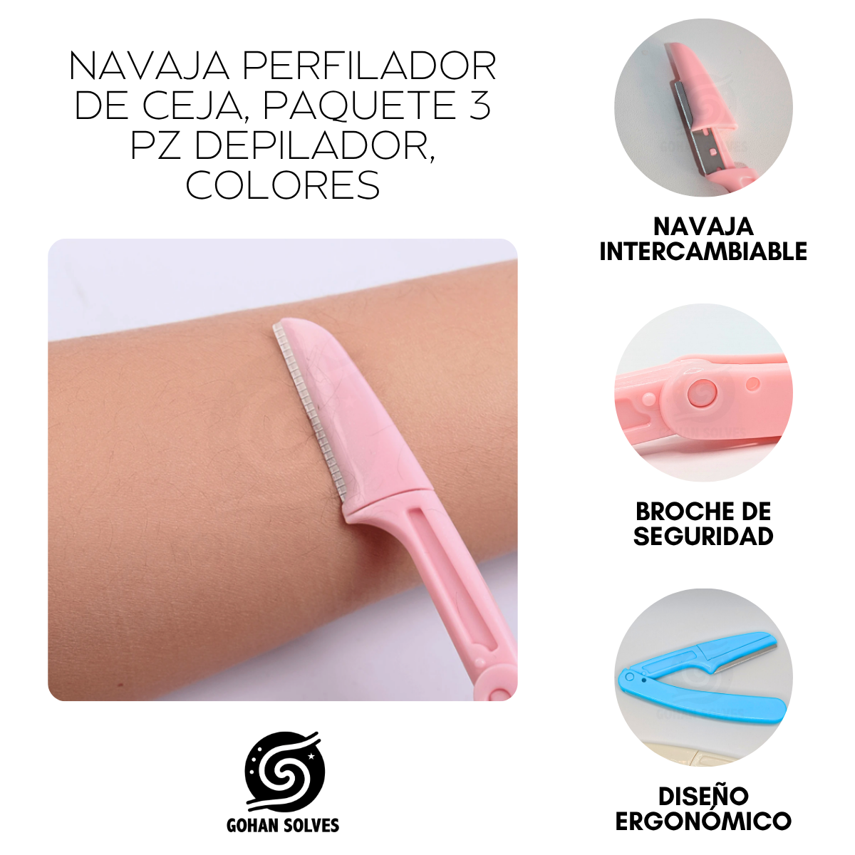 Foto 5 pulgar | Navaja Perfilador De Ceja Semiprofesional Desechable Paquete 3 Pz
