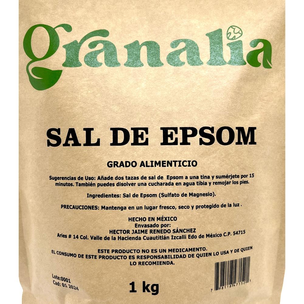 Foto 5 pulgar | Sal de Epsom Sulfato se Magnesio 2 Bolsas de 1 Kg Granalia