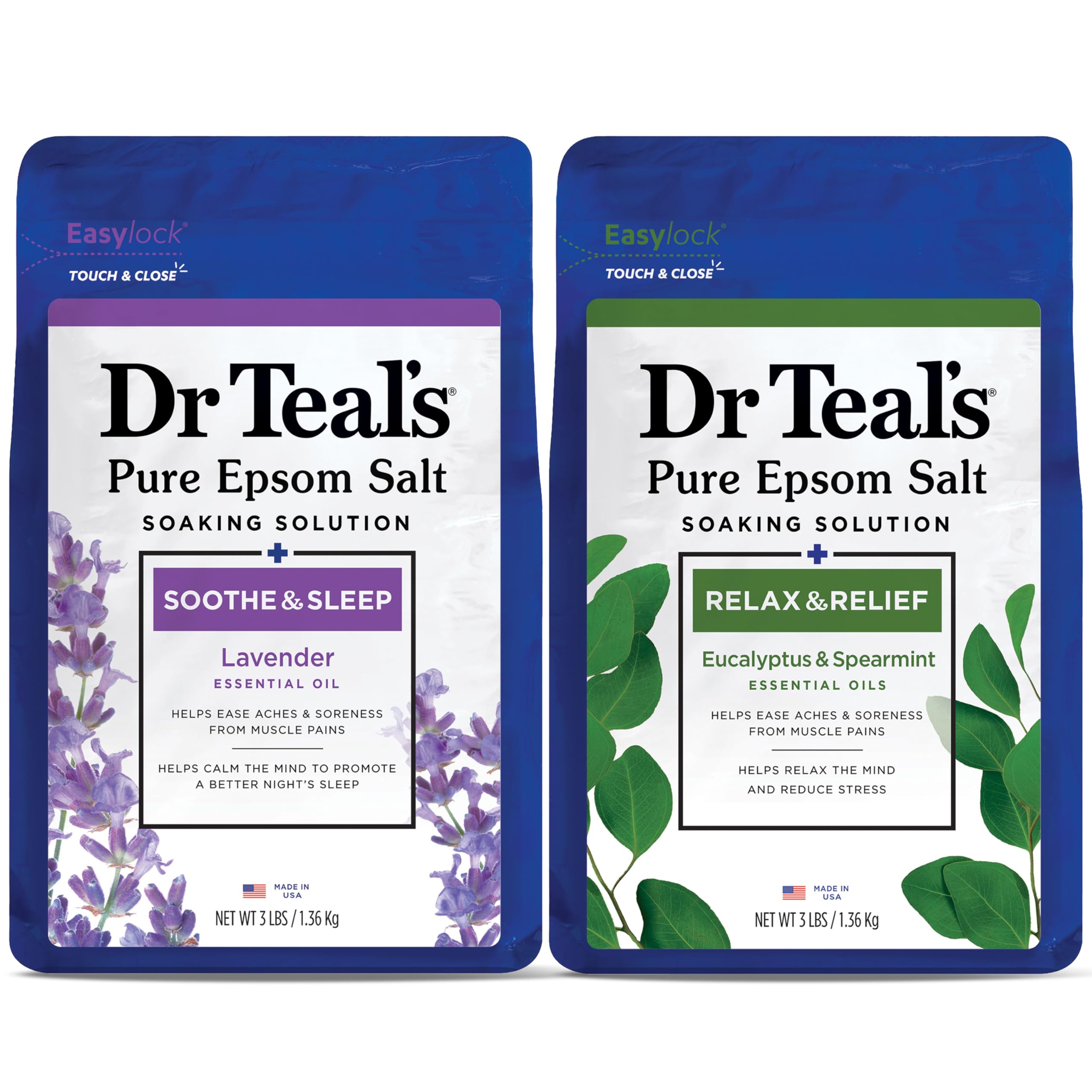 Foto 1 | Sal Epsom Dr. Teal's De Lavanda Y Eucalipto, 2 X 2,72 Kg - Venta Internacional.