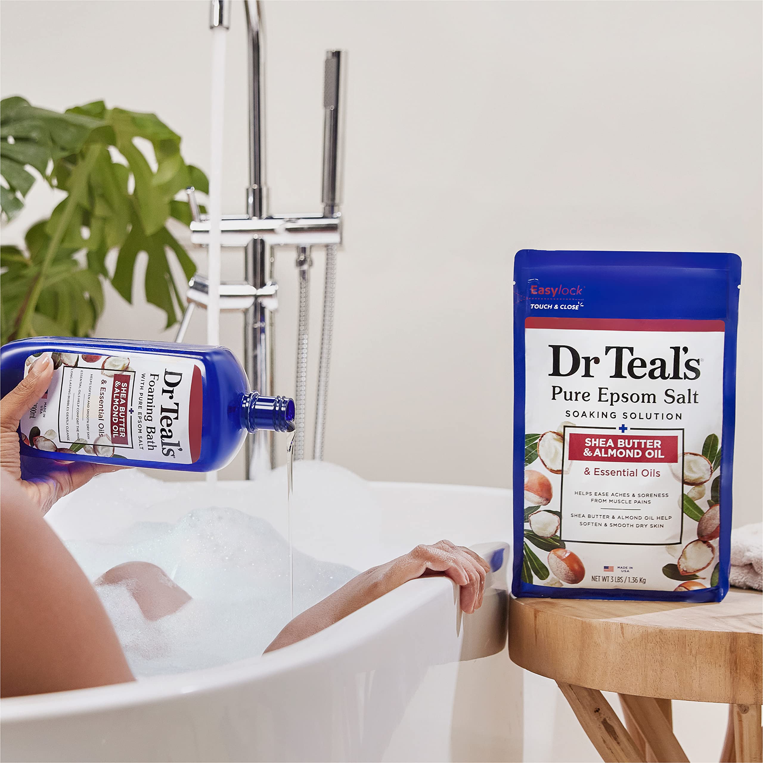 Foto 7 | Baño Espumoso Dr. Teal's Con Sal Pura De Epsom Y Manteca De Karité, 1 Litro X 4 - Venta Internacional.