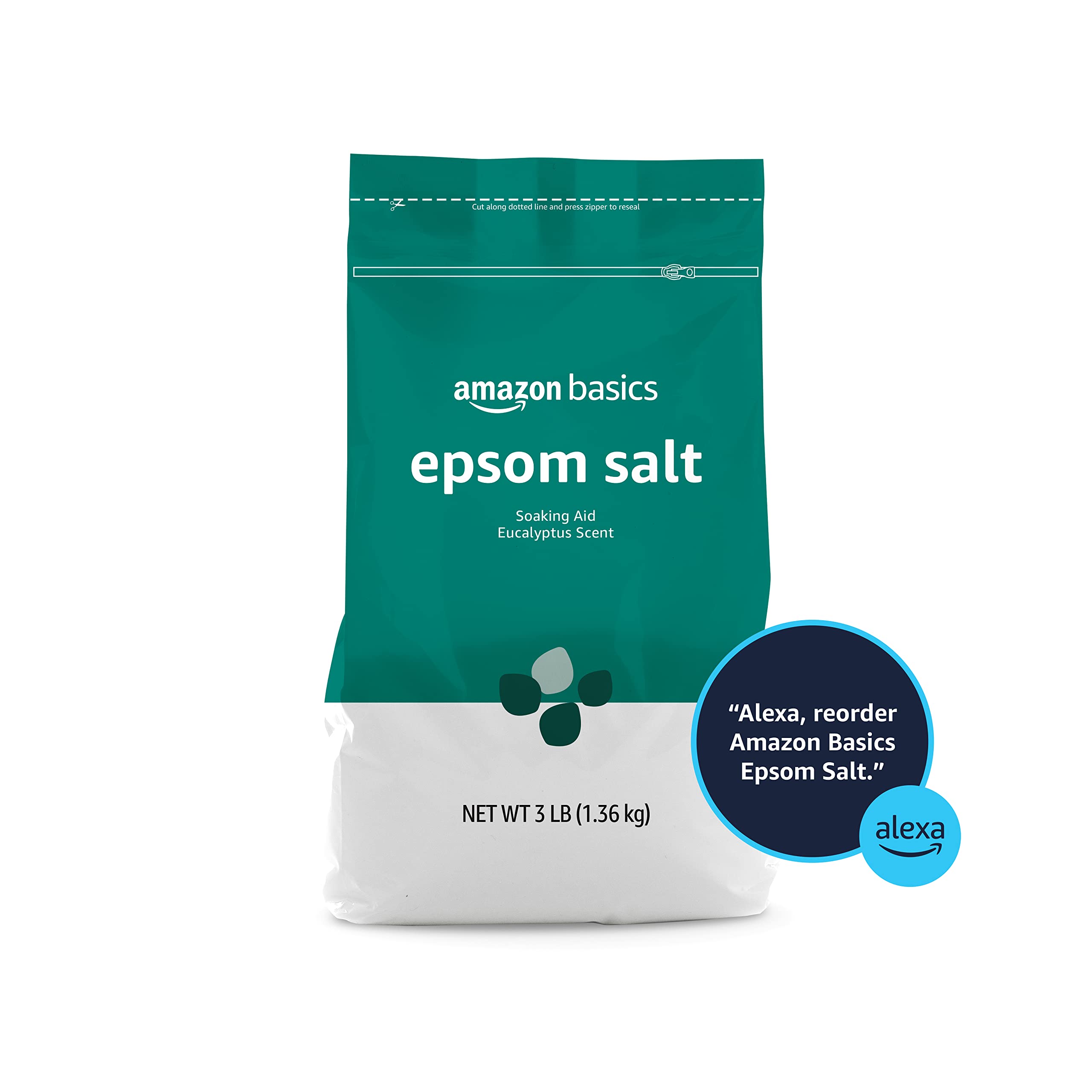 Foto 4 | Ayuda Para Remojar Sal De Epsom Amazon Basics, Con Aroma A Eucalipto, 1,36 Kg - Venta Internacional.