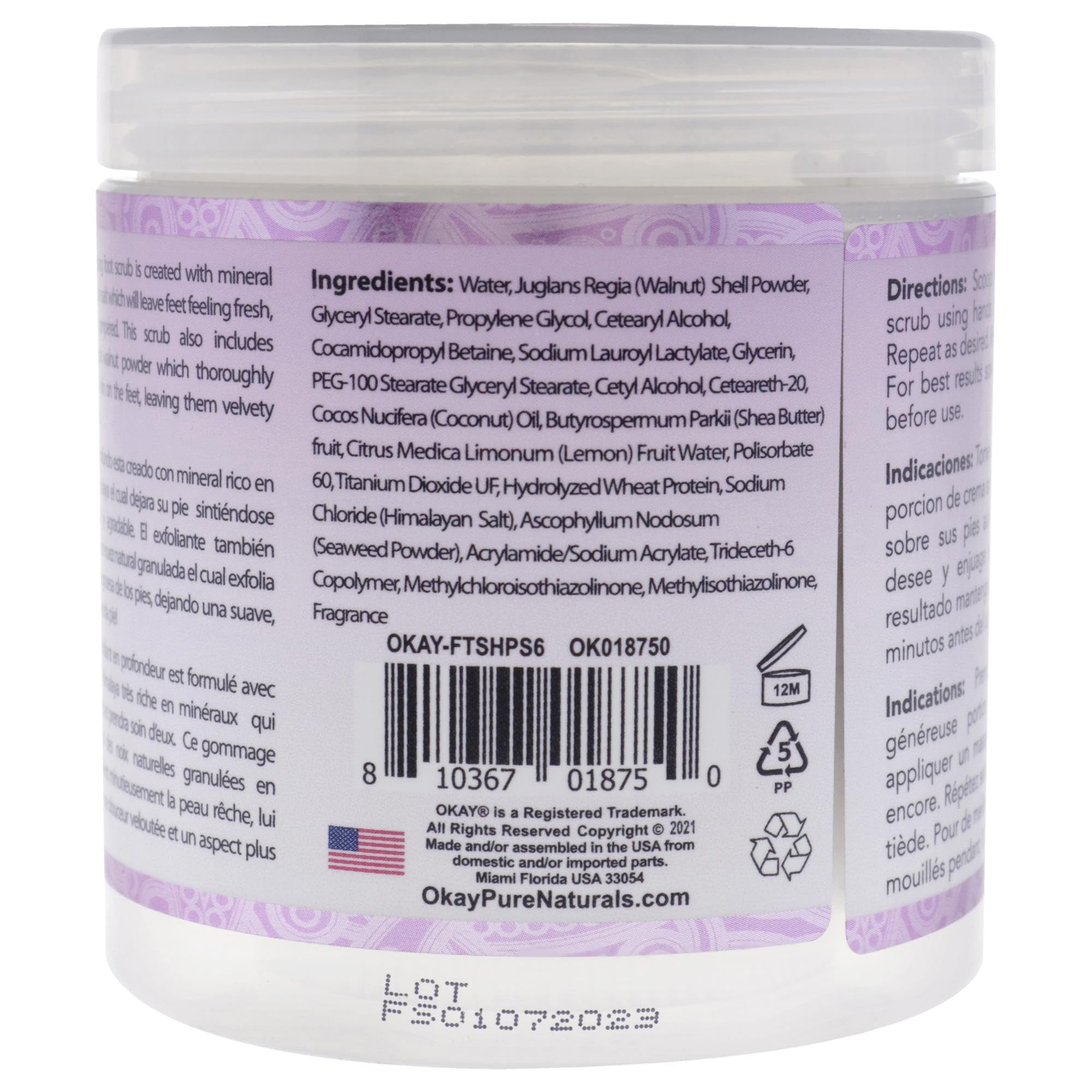 Foto 3 pulgar | Exfoliante Para Pies Okay Pure Naturals Pink Salt 180 Ml - Venta Internacional.
