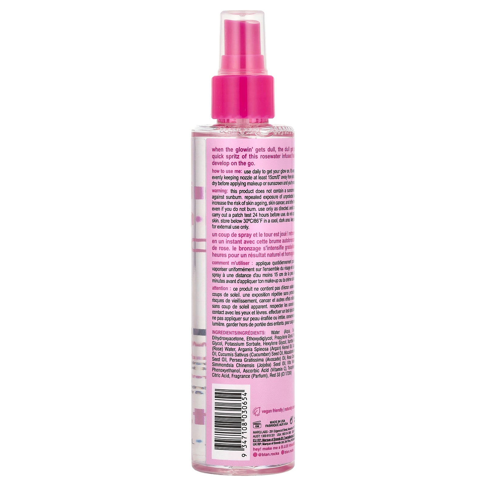 Foto 2 | Bruma Bronceadora Facial B.tan Gimme The Glow Down Dark  190 Ml  Agua De Rosas - Venta Internacional.