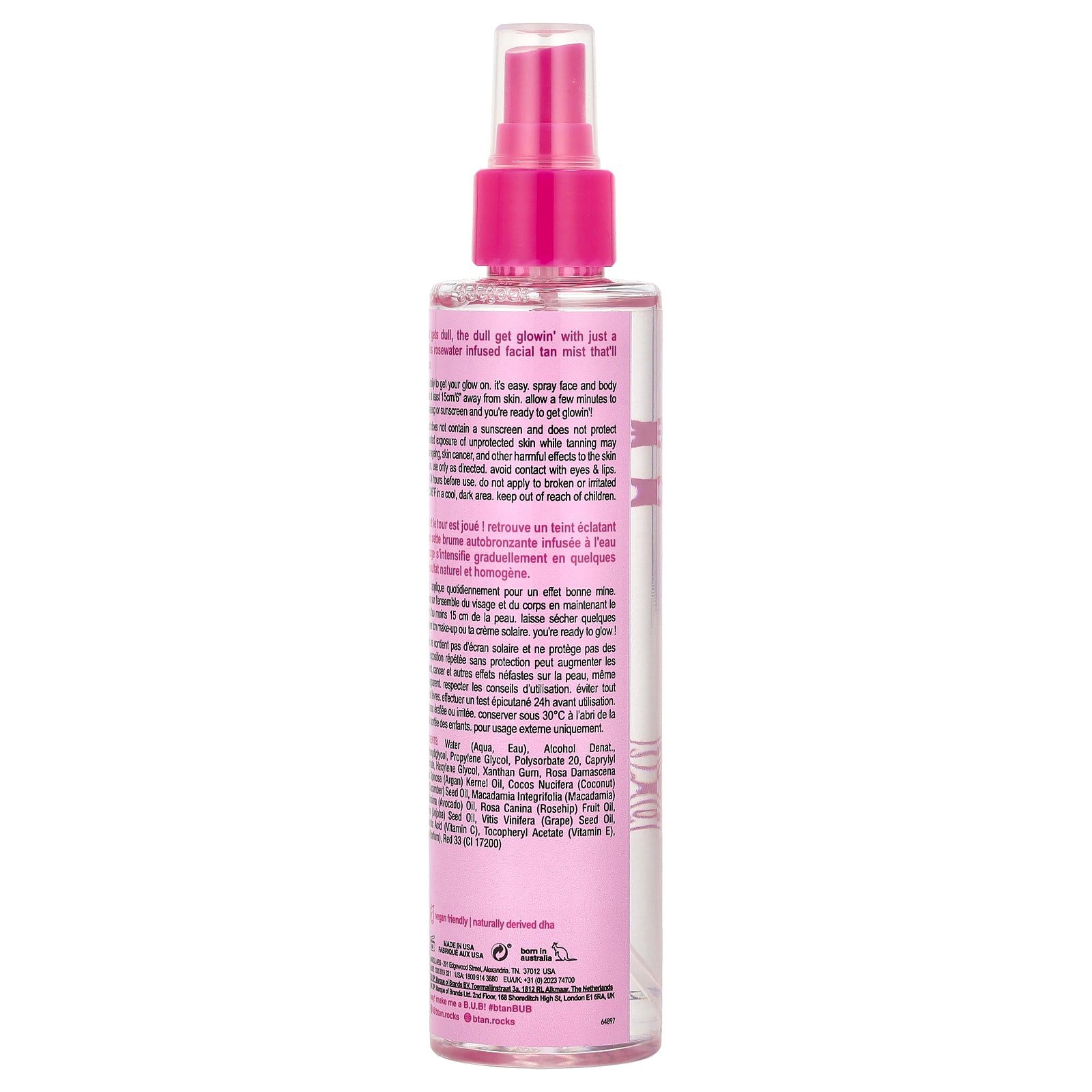 Foto 3 | Bruma Bronceadora Facial B.tan Gimme The Glow Down Dark  190 Ml  Agua De Rosas - Venta Internacional.