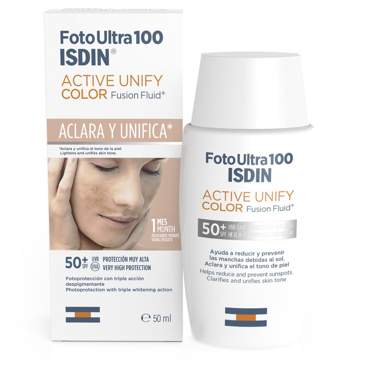 Fotoprotector Isdin Ultra100 Active Unify Color Fluido Aclarador Fps50+ 50 ml