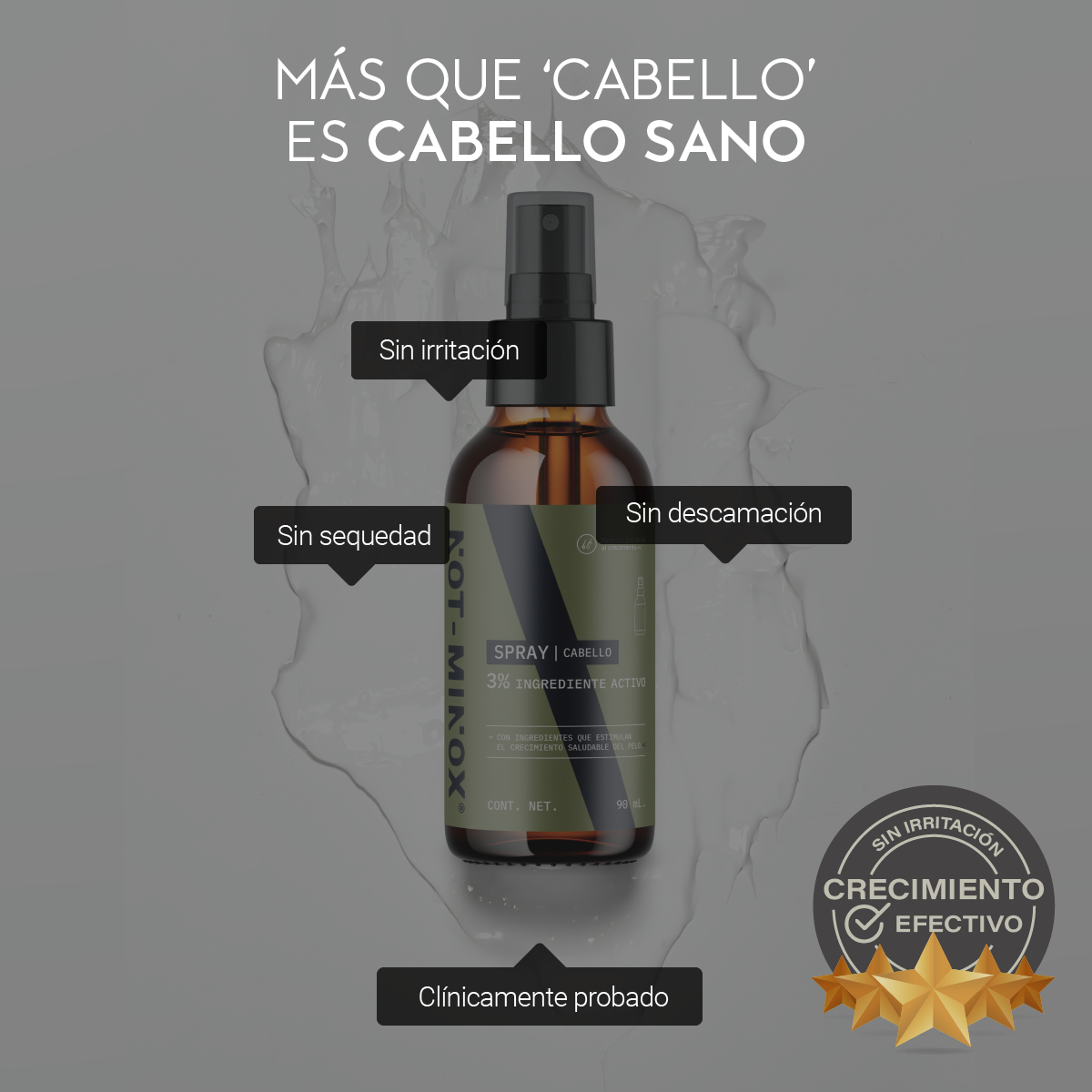 Foto 7 pulgar | Espray Crecimiento Cabello Not-Minox 3% Ingrediente Activo 90 ml