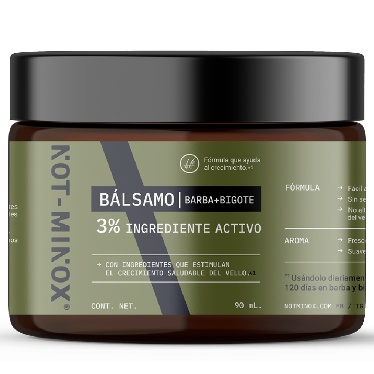 Bálsamo para Crecimiento de Barba y Bigote Not-Minox 3% Ingrediente Activo 90 ml