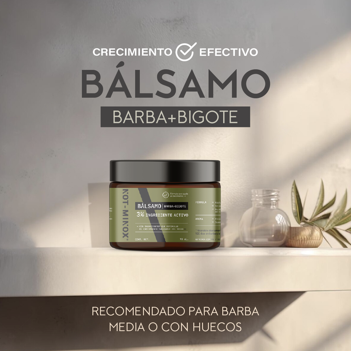 Foto 2 | Bálsamo para Crecimiento de Barba y Bigote Not-Minox 3% Ingrediente Activo 90 ml