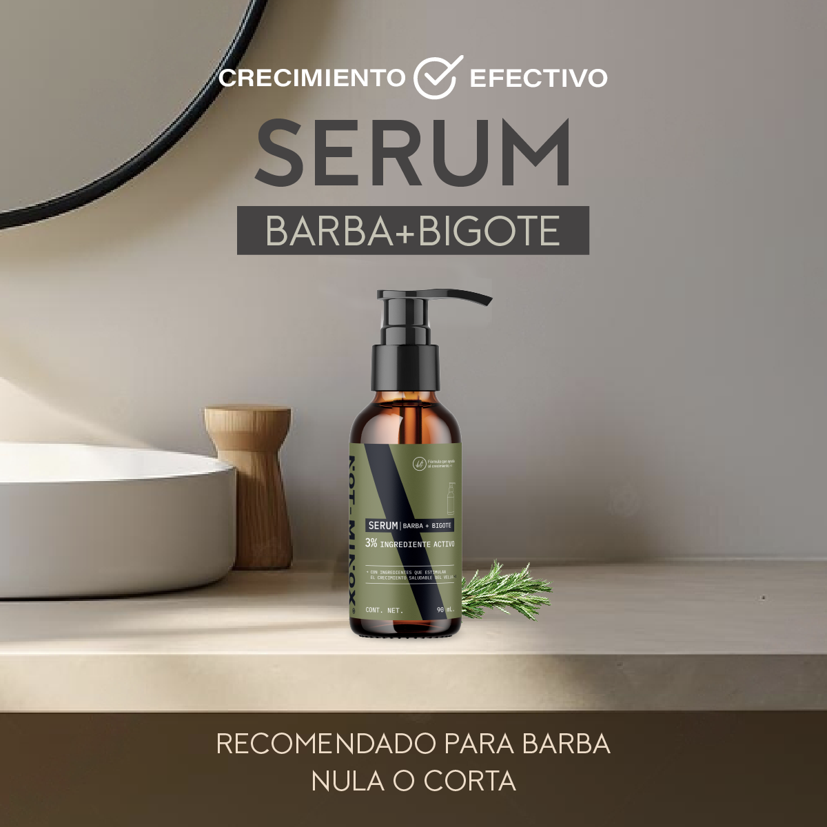 Foto 3 pulgar | Serum para Crecimiento de Barba y Bigote Not-Minox 3% Ingrediente Activo 90 ml