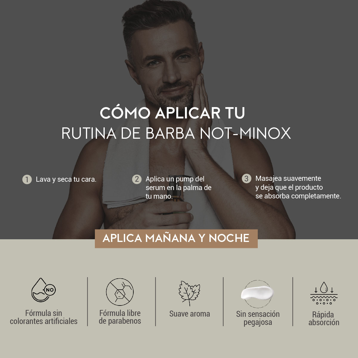 Foto 5 pulgar | Serum para Crecimiento de Barba y Bigote Not-Minox 3% Ingrediente Activo 90 ml