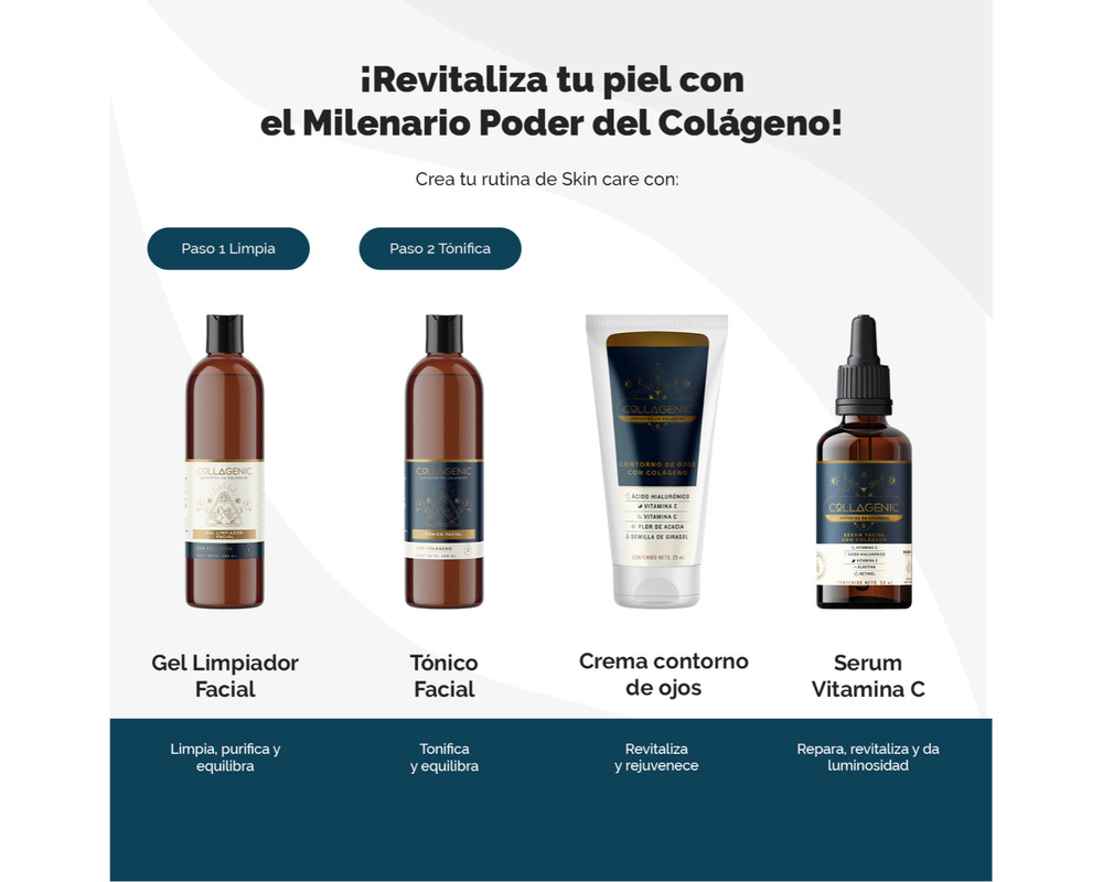 Foto 3 pulgar | Kit Sérum + Gel Limpiador + Tónico + Contorno Ojos Collagenic