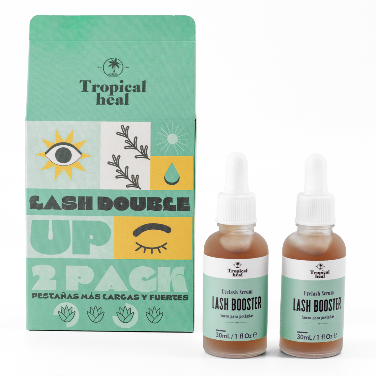 Foto 2 pulgar | Lash Booster Sérum para Pestañas y Cejas Tropical Heal Tratamiento de Crecimiento Kit con 2 Unidades