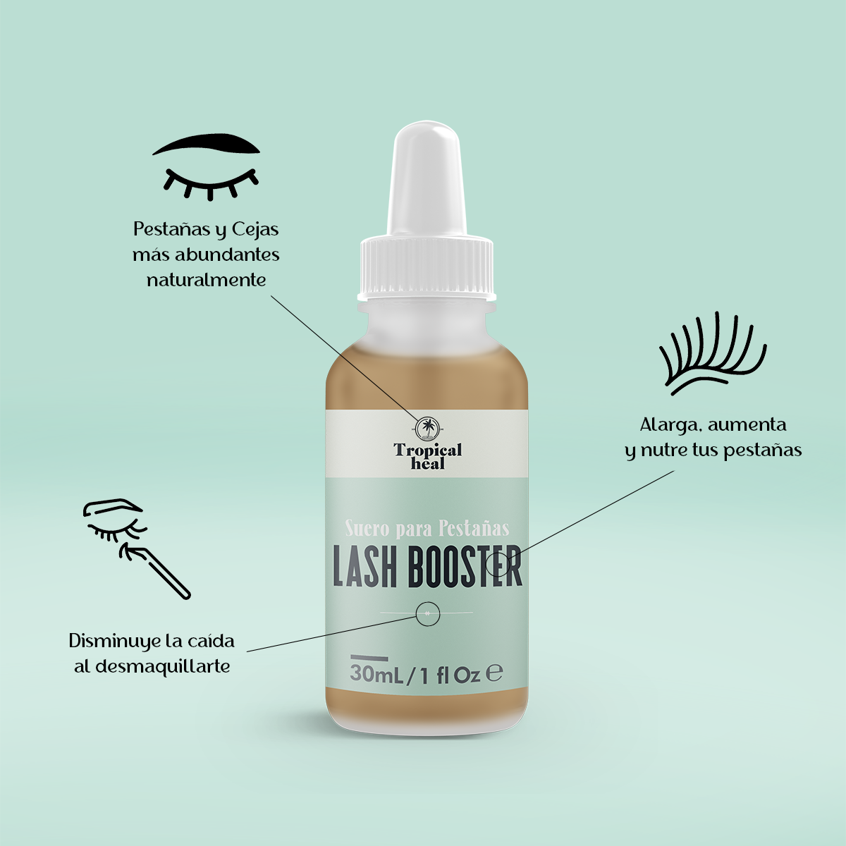 Foto 3 pulgar | Lash Booster Sérum para Pestañas y Cejas Tropical Heal Tratamiento de Crecimiento Kit con 2 Unidades